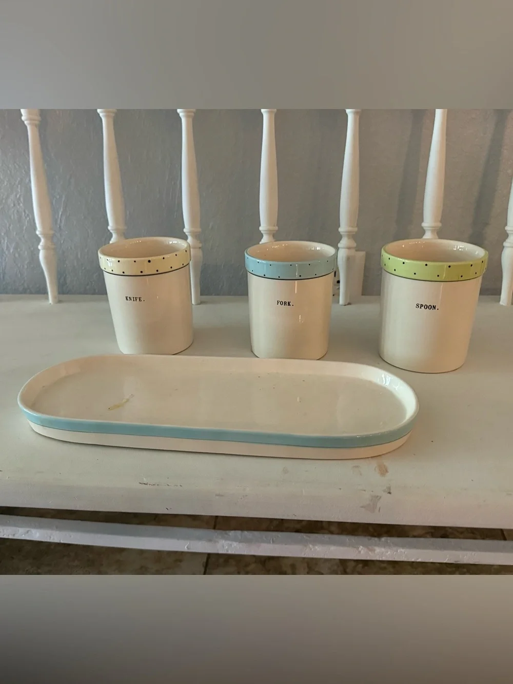 Rae Dunn 4 piece Set/Utensil Holder